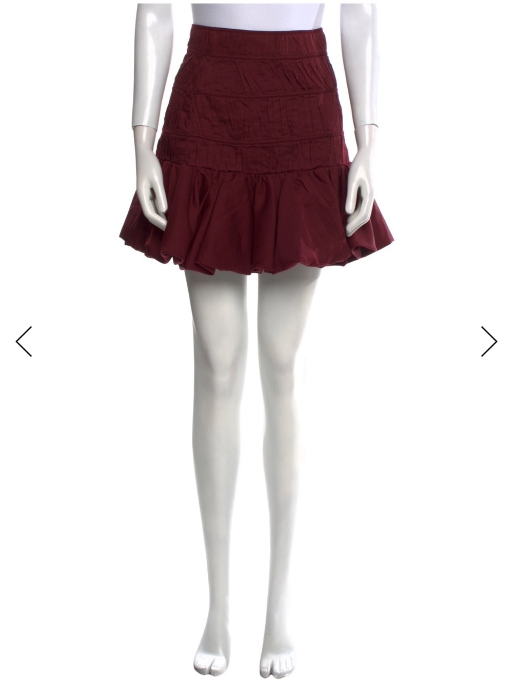 Aje Burgundy Ruffle-Hem Mini Skirt USA medium Australia 12